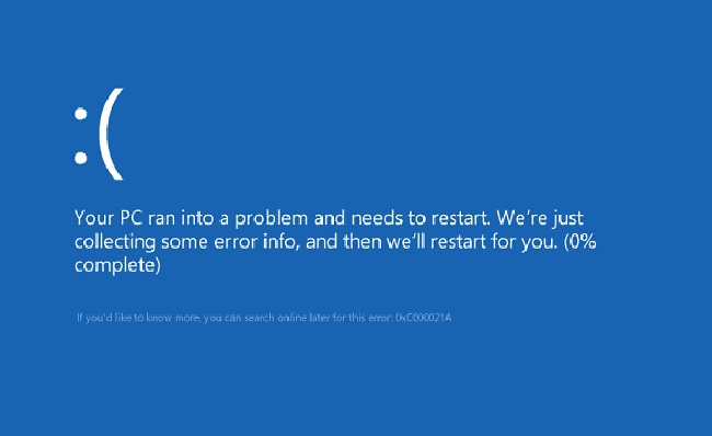 Your PC Ran Into a Problem And Needs to Restart